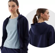 Bluzy damskie - Bluza z kapturem na zamek damska 4F 4FWSS24TSWSF0956-31S Granatowy - miniaturka - grafika 1