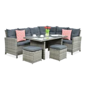 Meble ogrodowe - Zestaw Mebli Ogrodowych Technorattan IBIZA Narożnik Stolik Pufy na Taras - miniaturka - grafika 1