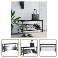 Szafki na buty - The Living Store Stojak na buty czarny 90x30x45 cm materiał drewnopochodny - miniaturka - grafika 1