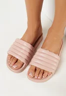 Klapki i japonki damskie - Różowe Basenowe Klapki z Pikowanym Paskiem Mezia - miniaturka - grafika 1