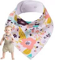 Śliniaki i fartuszki - Śliniaczek bawełna 100% śliniak Chusta Apaszka bawełniana KWIATY 30-35 cm - miniaturka - grafika 1