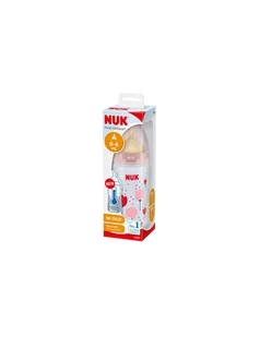 Nuk Butelka z czujnikiem temperatury First Choice+ M 0-6m 300ml różowa - Butelki dla niemowląt - miniaturka - grafika 1