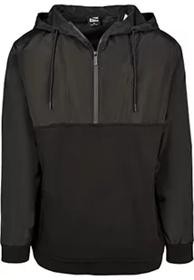 Urban Classics Męska bluza z kapturem, wojskowy zamek błyskawiczny, z wkładką na ramię, czarny (Black 00007), L - Bluzy męskie - miniaturka - grafika 1