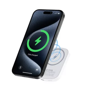 Crong MagSpot Power Bank - Bezprzewodowy power bank z MagSafe 5000mAh, USB-C 20W PD (biały) - Pozostałe akcesoria do telefonów - miniaturka - grafika 3