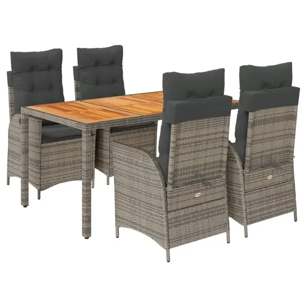 Zestaw Mebli Ogrodowych z Rattanu PE, Stół 150x90x75 cm, Krzesła 57x61x9