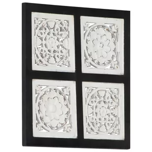 VidaXL Ręcznie rzeźbiony panel ścienny, MDF, 40x40x1,5cm, czarno-biały 321656 - Płytki ceramiczne - miniaturka - grafika 1