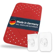 Wanienki dla dzieci - Mata do wanny, mata łazienkowa Step ok. 38 x 72 cm, czerwona, 100% TPE | w zestawie 2 haczyki | nie zawiera PCW, ftalanów, ołowiu, lateksu, certyfikat TÜV | Made in Germany - miniaturka - grafika 1