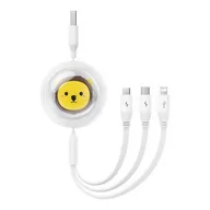 Kable USB - Kabel ładowania 3w1 Baseus USB do USB-C, USB-M, Lightning 3,5A, 1,1m (White) - miniaturka - grafika 1