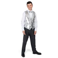 Kurtki i płaszcze dla chłopców - Dress Up America Kamizelka Z Cekinami Dress Up America Z Muszką - Błyszcząca Kamizelka Dla Chłopców (Srebrny, Mały) - miniaturka - grafika 1