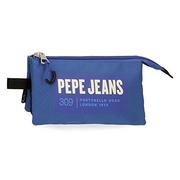 Piórniki - Pepe Jeans Darren Triple Case Blue 22x12x5 cm poliester, niebieski, potrójne etui, NIEBIESKI, Potrójne etui - miniaturka - grafika 1