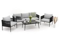 Meble ogrodowe - Zestaw mebli ogrodowych taras nowoczesne aluminiowe BELIZE czarno szare - miniaturka - grafika 1
