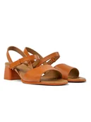 Sandały damskie - Camper Skórzane sandały w kolorze jasnobrązowym na obcasie - miniaturka - grafika 1