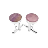 Spinki do mankietów i krawatów - Srebrne spinki do mankietów Ametyst ø12 w oprawie (S1246) - miniaturka - grafika 1