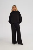Spodnie sportowe damskie - Spodnie z szeroką nogawką WIDE FIT czarne - miniaturka - grafika 1