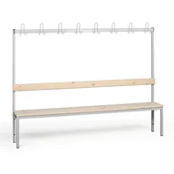 Meble do szkół i przedszkoli - B2B Partner Ławka szatniowa z wieszakiem, siedzisko - listwy, długość 2000 mm, szara 179330 - miniaturka - grafika 1