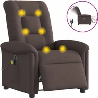 Fotele - Rozkładany fotel masujący, elektryczny, ciemny brąz, tkanina - miniaturka - grafika 1