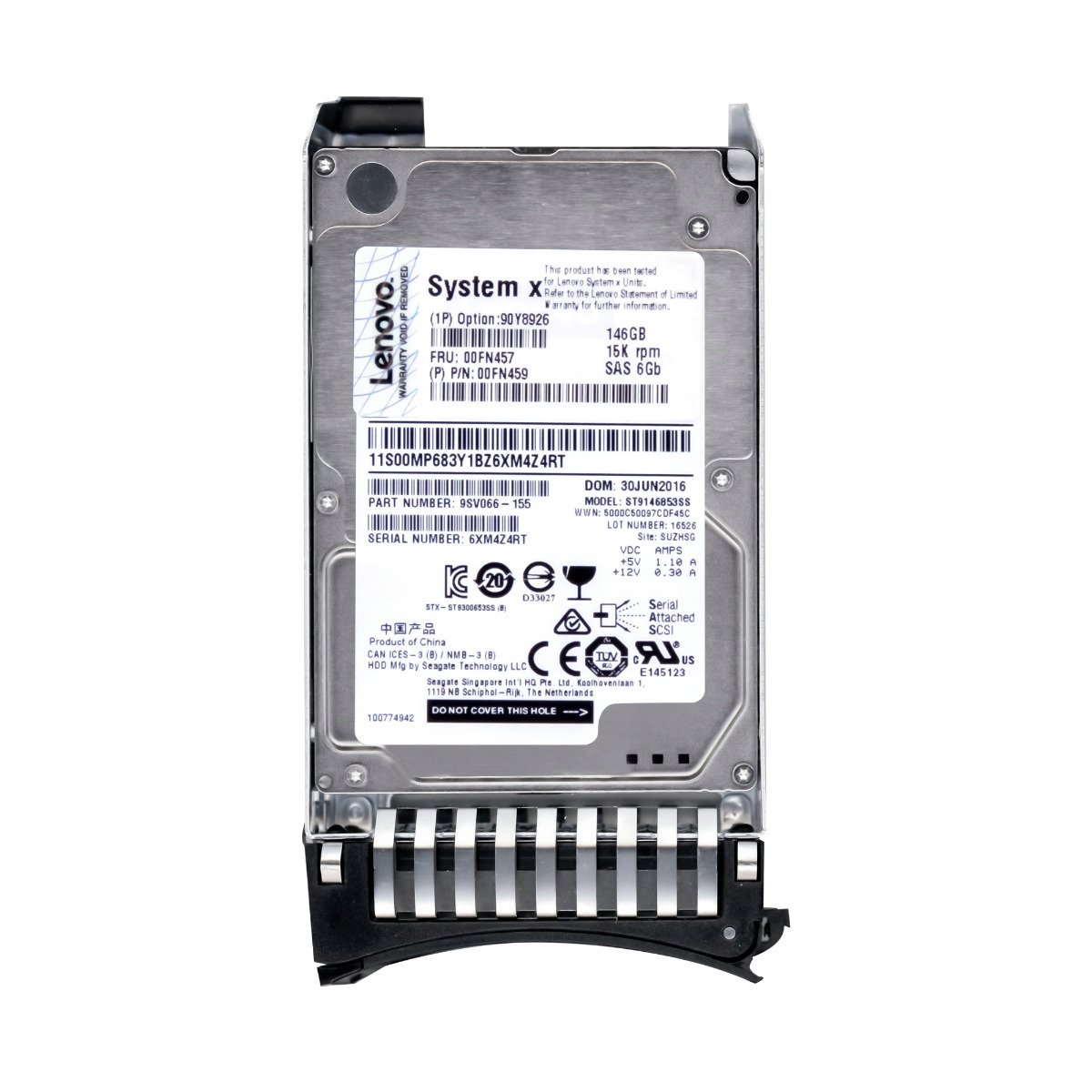 Lenovo Hard disk drive, 2.5-inch hot-swap, 146 GB, 15K, 6 Gbps, SAS 00FN457