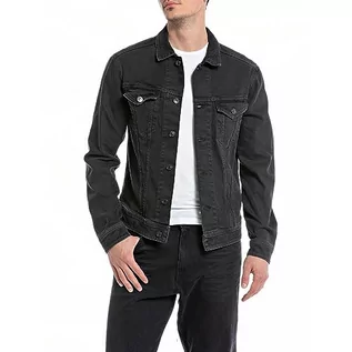 Kurtki męskie - Replay męska kurtka jeansowa, 099 Black Delvè, L - grafika 1