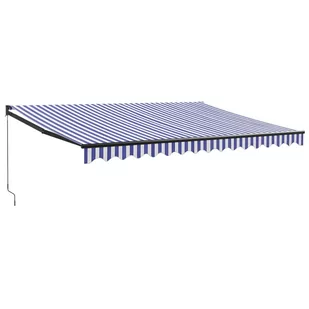 Zwijana markiza, niebiesko-biała, 4x3 m, tkanina i aluminium Lumarko! - Markizy - miniaturka - grafika 3