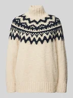 Swetry damskie - Sweter z dzianiny ze stójką model ‘FAIR ISLE’ - miniaturka - grafika 1
