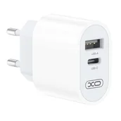 Ładowarki do telefonów - XO ładowarka sieciowa L97 1x USB 1x USB-C 2,4A biała - miniaturka - grafika 1