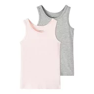 Koszulki i topy damskie - NAME IT Dziewczęce majtki NMFTANK TOP 2P NOOS Barely Pink/Pack:w/Grey Melange, 92 - miniaturka - grafika 1