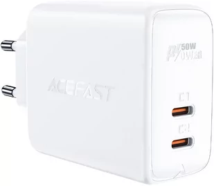 Acefast ładowarka sieciowa GaN USB Typ C 50W, PD, QC 3.0, AFC, FCP biały (A29 white) - Ładowarki do telefonów - miniaturka - grafika 1