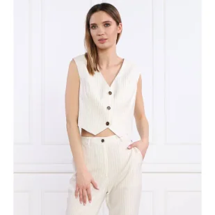 GUESS Lniana kamizelka DINA CROPPED | Regular Fit - Kamizelki damskie - miniaturka - grafika 1