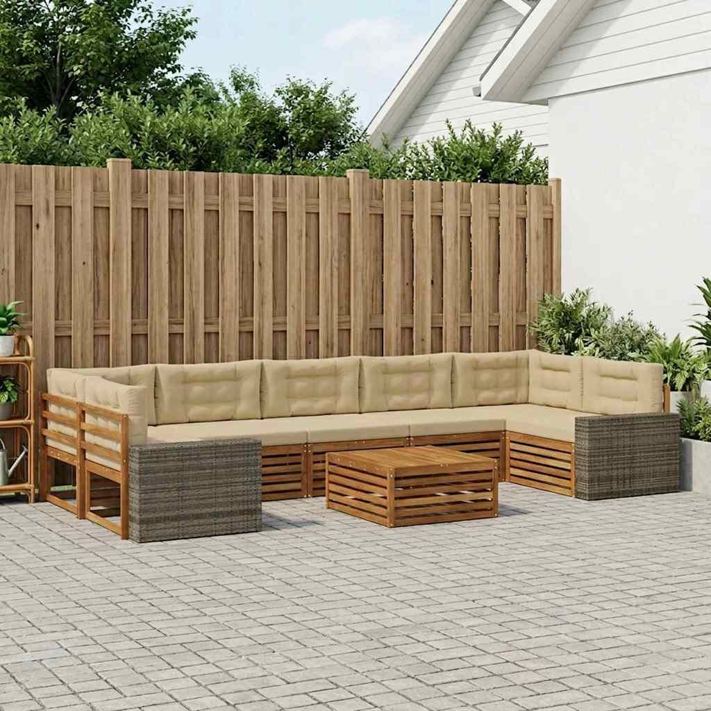 vidaXL Zestaw sof na zewnątrz 8 pcs Naturalny i Beżowy