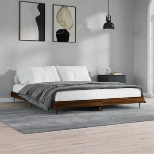 vidaXL Rama łóżka, brązowy dąb, 160x200 cm, materiał drewnopochodny - Łóżka - miniaturka - grafika 1