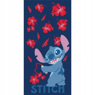 Ręcznik kąpielowy plażowy bawełniany Stitch flowers Stich 70x140 - Okrycia kąpielowe dla dzieci - miniaturka - grafika 1