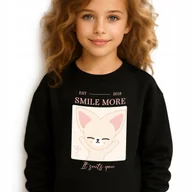 Bluzy dla dziewczynek - Bluza Dziecięca Czarna SMILE MORE Prezent Muzyka Zespół KPOP Wz Rozm 128 cm - miniaturka - grafika 1