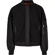 Kurtki damskie - Urban Classics Damska kurtka oversized Sherpa Mixed Bomberka, damska kurtka oversize w typowym stylu bomberki, dostępna w dwóch kolorach, rozmiarach XS-5XL, Schwarz, 3XL - miniaturka - grafika 1