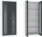 Meble i wyposażenie gabinetów medycznych - NSML.112.9010.7016 szafa lekarska 2-skrzydłowa 1-komorowa biało-antracytowa - miniaturka - grafika 1