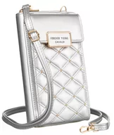 Torebki damskie - Torebka damska na ramię portfel piórnik z kieszenią na telefon Cavaldi, srebrny - miniaturka - grafika 1