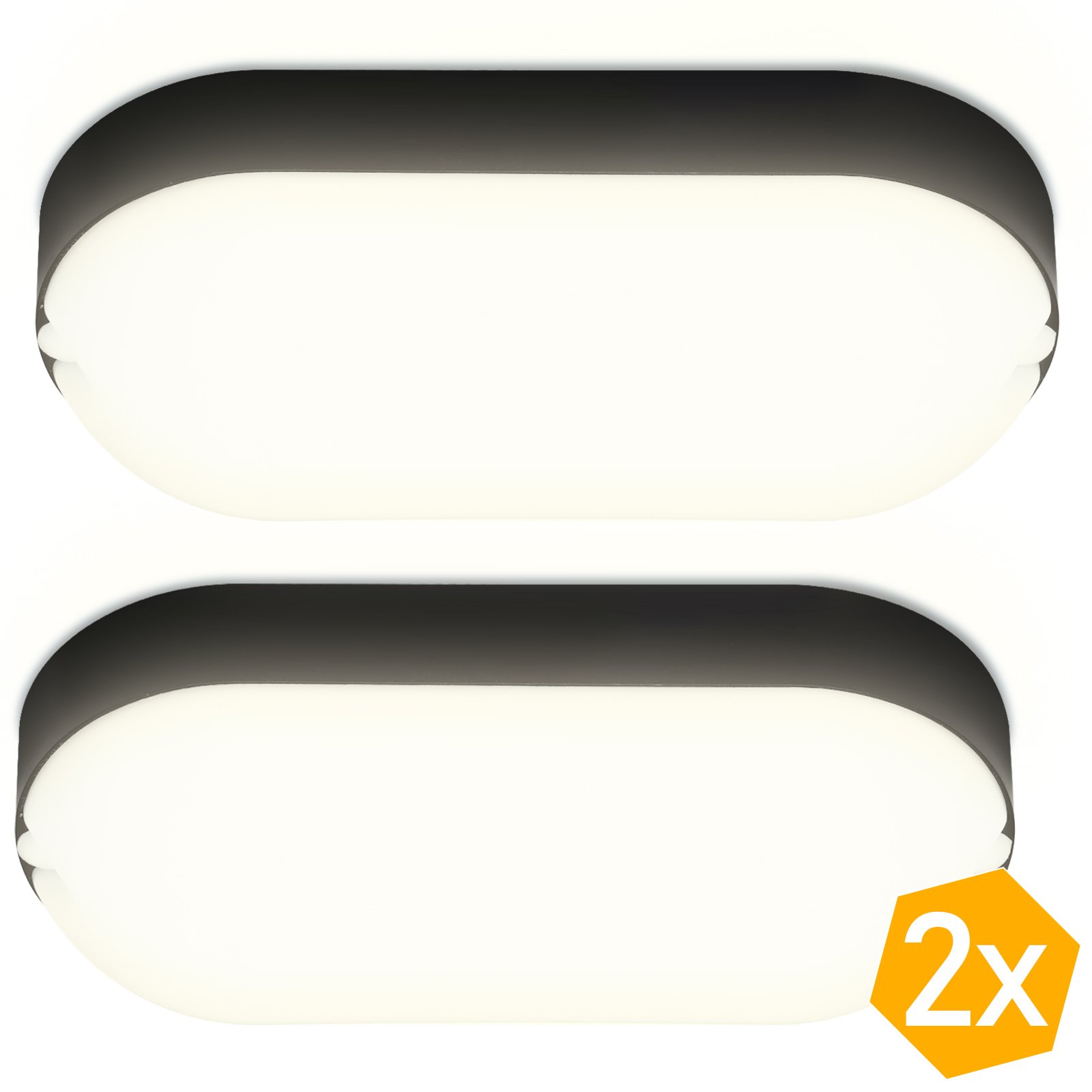 SWANEW 2x 15W LED lampa sufitowa odporna na wilgoć PC+PBT IP54 Biały Owalny Oświetlenie łazienkowe Oświetlenie biurowe
