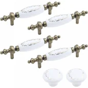 Zawiasy, okucia i inne akcesoria - Zestaw 6 uchwytów do szuflad z ceramiki w kolorze antycznego brązu, uchwyty meblowe, uchwyty do szuflad, białe - miniaturka - grafika 1