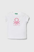 Koszulki dla dziewczynek - United Colors of Benetton t-shirt bawełniany dziecięcy kolor biały - miniaturka - grafika 1