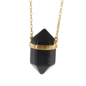 Naszyjniki - Naszyjnik - Onyks sopel w okuciu na łańcuszku srebrnym złoconym-50 cm - miniaturka - grafika 1