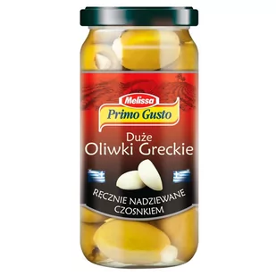 Primo Gusto Melissa Duże oliwki greckie ręcznie nadziewane czosnkiem 240 g - Warzywa w marynacie - miniaturka - grafika 1