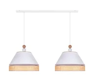 Lampy sufitowe - Duolla - Żyrandol na lince AVIGNON 2xE27/15W/230V biały/rattan - miniaturka - grafika 1