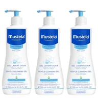 Kosmetyki kąpielowe dla dzieci - Mustela Gentle Cleansing żel 3x 500ml mycia ciała i włosów dla dzieci - miniaturka - grafika 1