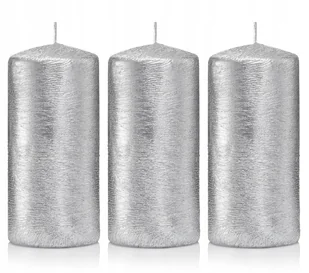 Świece ozdobne srebrne walec kokon 12/6 zestaw 3 - Świece - miniaturka - grafika 1