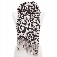 Apaszki i szaliki damskie - Elegancki Szal Damski z Frędzlami w Panterkę Duży Zwierzęcy Wzór MORAJ - miniaturka - grafika 1