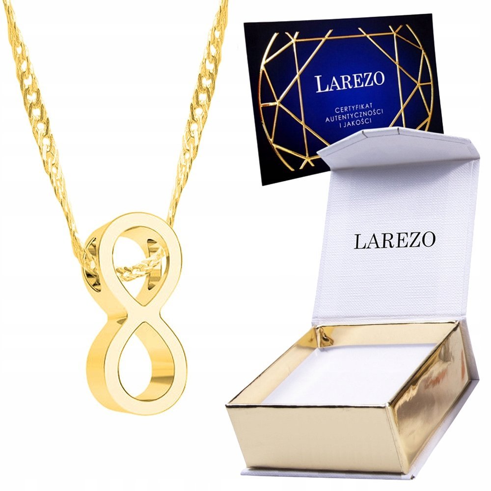 Złoty Naszyjnik 925 z Nieskończonością Osiem 8 Nieskończoność Pozłacany 24K