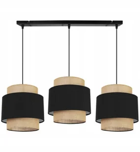 Lampa Wisząca Czarny Abażur Juta Natural Eko Nad Stół Potrójna Light Home - Lampy sufitowe - miniaturka - grafika 1