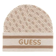 Czapki damskie - Damska Czapka zimowa GUESS SEVYN 4G LOGO BEANIE SWTR W4BZ21Z3JD2-FN3J – Beżowy - miniaturka - grafika 1