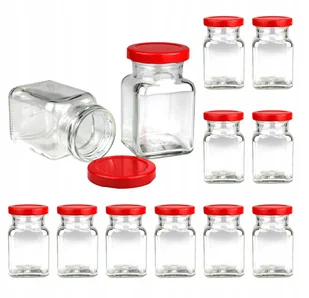 12x pojemniki słoiki słoiczki na przyprawy 150 ml z czerwoną zakrętką fi 53 - Pojemniki kuchenne - miniaturka - grafika 1