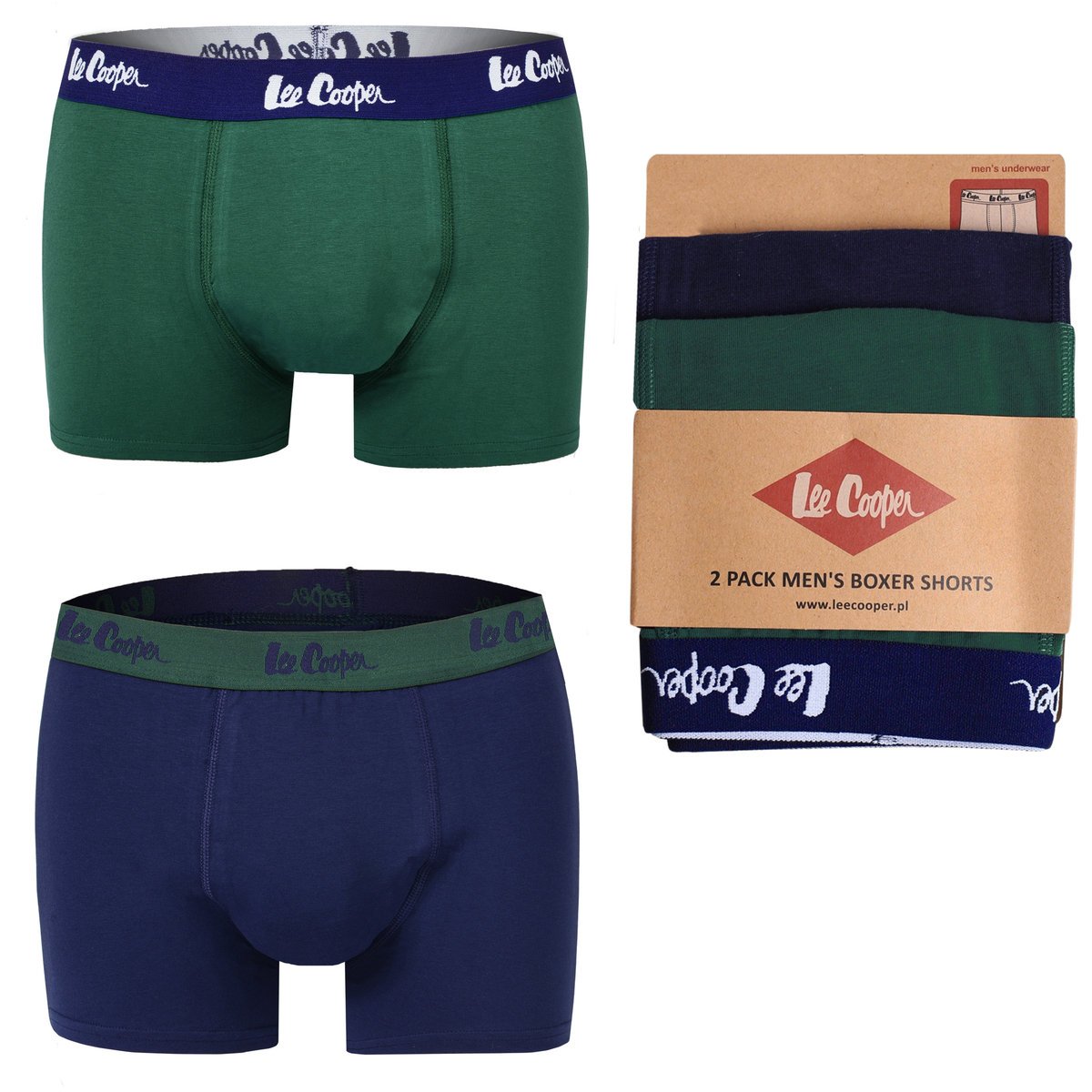 Lee Cooper Bokserki Męskie 9541 Navy Green Rozmiar XL
