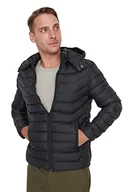 Kurtki męskie - Trendyol Męska kurtka z regularnym swellingiem z kapturem, Czarny, L - miniaturka - grafika 1